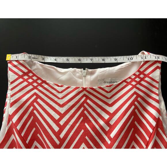 DRESSBARN Red/White Geometric Pattern Sleeveless Cotton Dress sz 6 - Picture 15 of 15